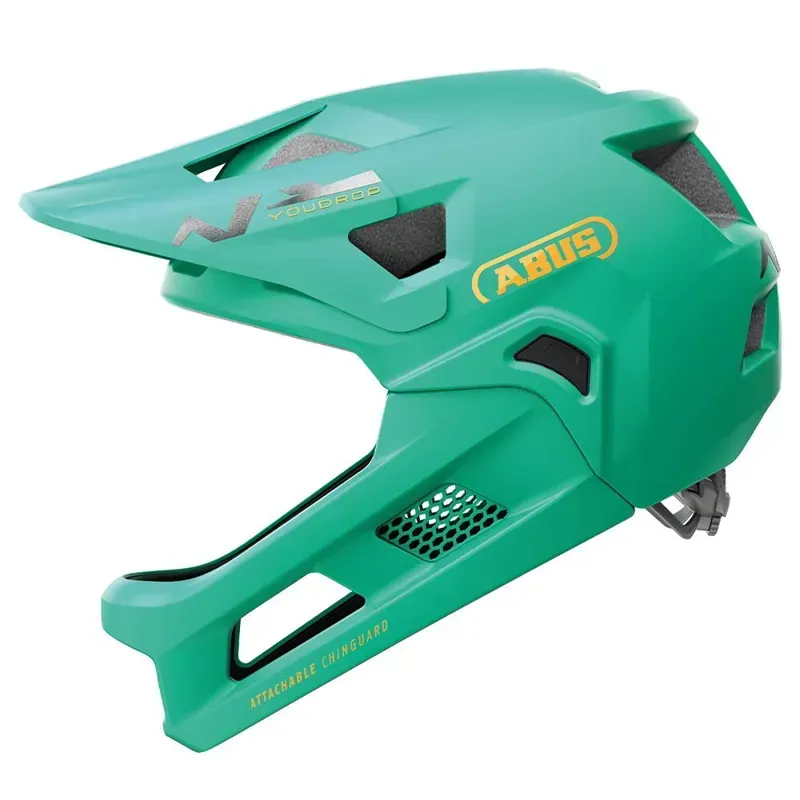 Abus Youdrop Full Face Convertible Youth Helmet in Sage Green