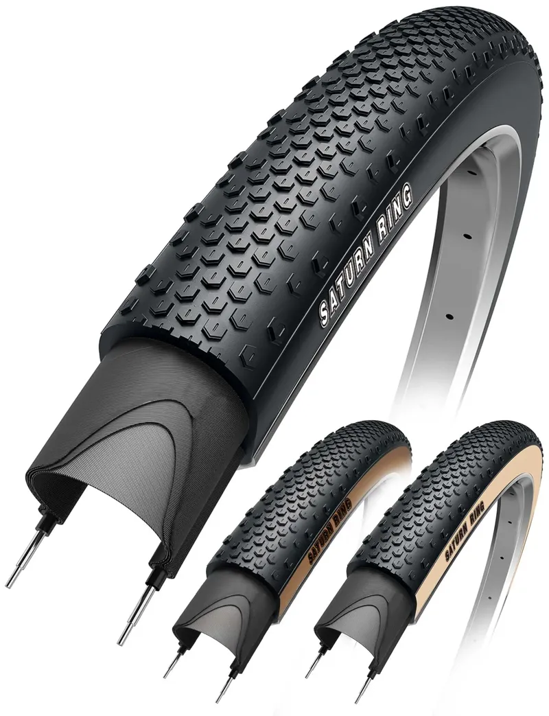 Obor Saturn Ring 700c Gravel Tyre Folding Bead 60tpi With Nylon Belt in Black-1