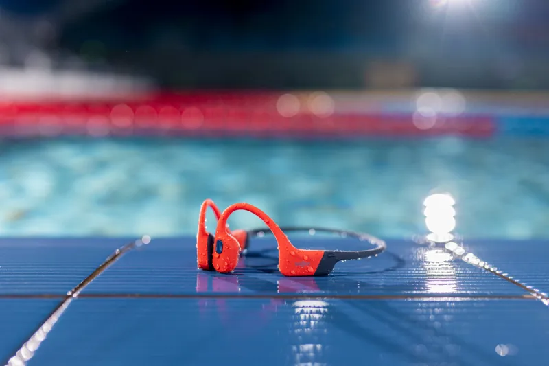 SHOKZ OpenSwim Pro Waterproof Open Ear Swim Headphones in Red-4