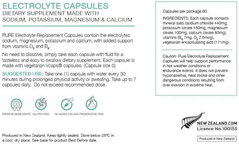 Pure Electrolyte Replacement Capsules 80 per bottle-1