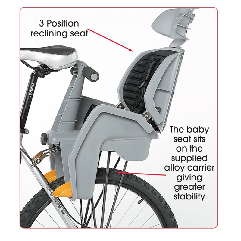 Beto Deluxe Baby Seat Rear Rack Mount to suit up to 700c Wheels in Grey-1