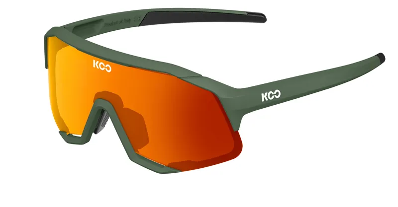 Koo Demos Cycling Sunglasses Green Matt Frame with Orange Mirror Lens