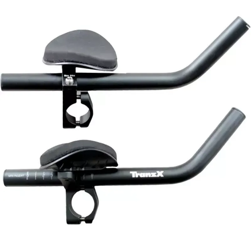 TranzX Bike Ski Bend Triathlon Bar with Clip-On Arm Rest and Detachable Pads Aluminium in Black-3