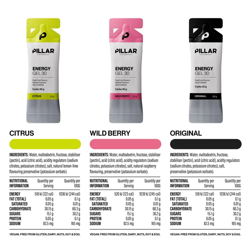 Pillar Performance Energy Gel 30 Wild Berry 12 x 50g BOX-7