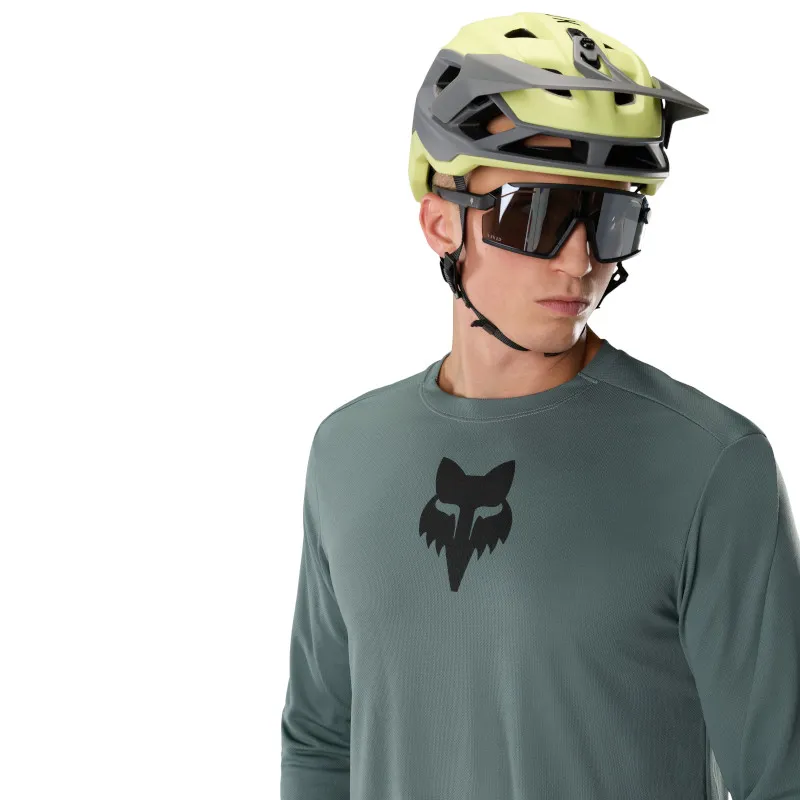 Fox Ranger Fox Head Long Sleeve Mens Jersey in Sage Green-4