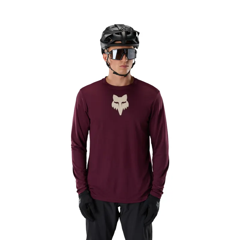 Fox Ranger Fox Head Long Sleeve Mens Jersey in Dark Maroon-2