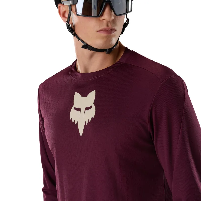Fox Ranger Fox Head Long Sleeve Mens Jersey in Dark Maroon-4
