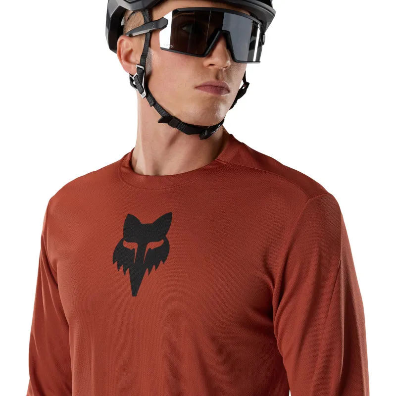 Fox Ranger Fox Head Long Sleeve Mens Jersey in Amber Scarlet-4