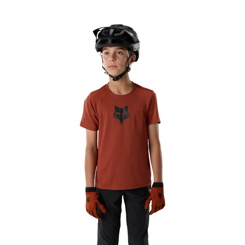 Fox Youth Ranger Jersey Fox Head Short Sleeve in Amber Scarlet-2