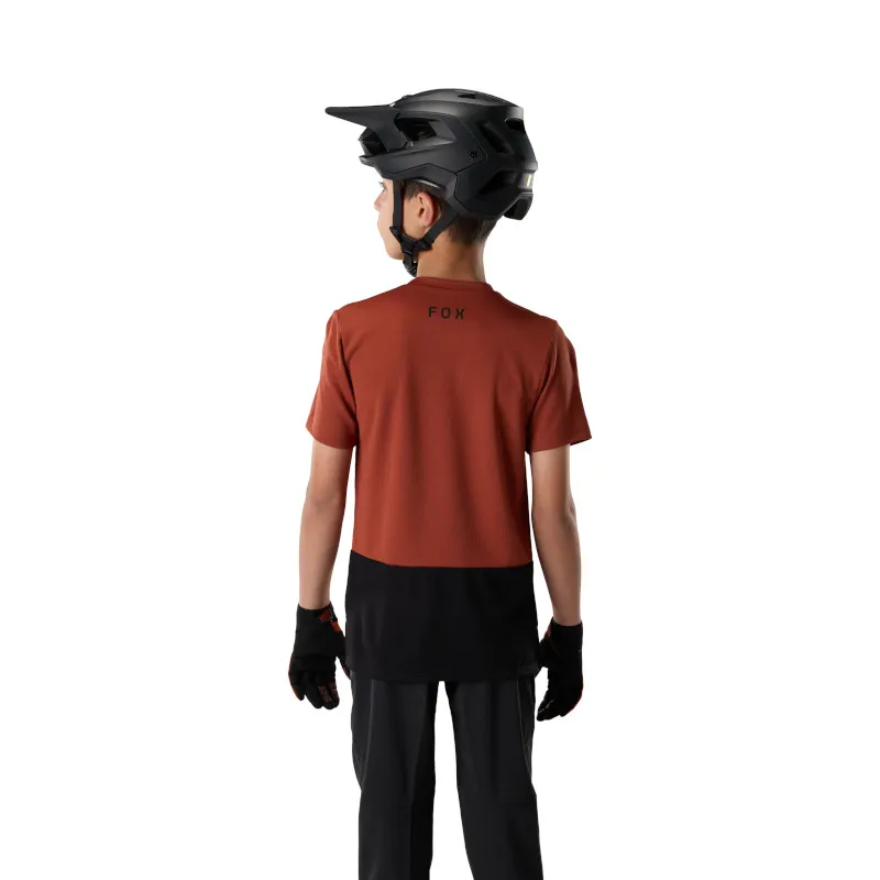 Fox Youth Ranger Jersey Fox Head Short Sleeve in Amber Scarlet-3