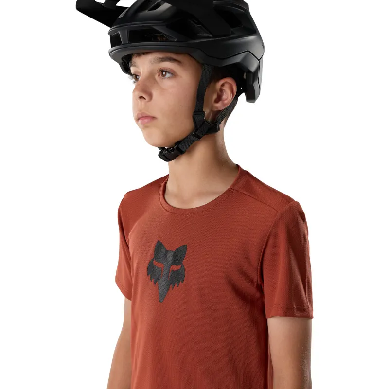 Fox Youth Ranger Jersey Fox Head Short Sleeve in Amber Scarlet-4