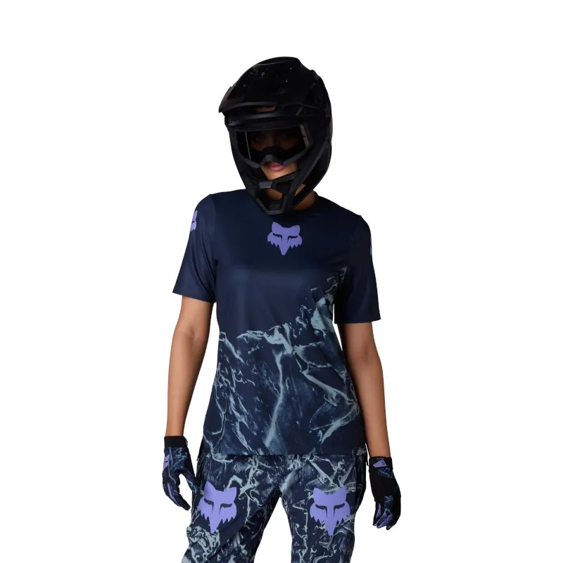 Fox Ranger Image Feel Short Sleeve Womens MTB Jersey in Arctic Blue-2