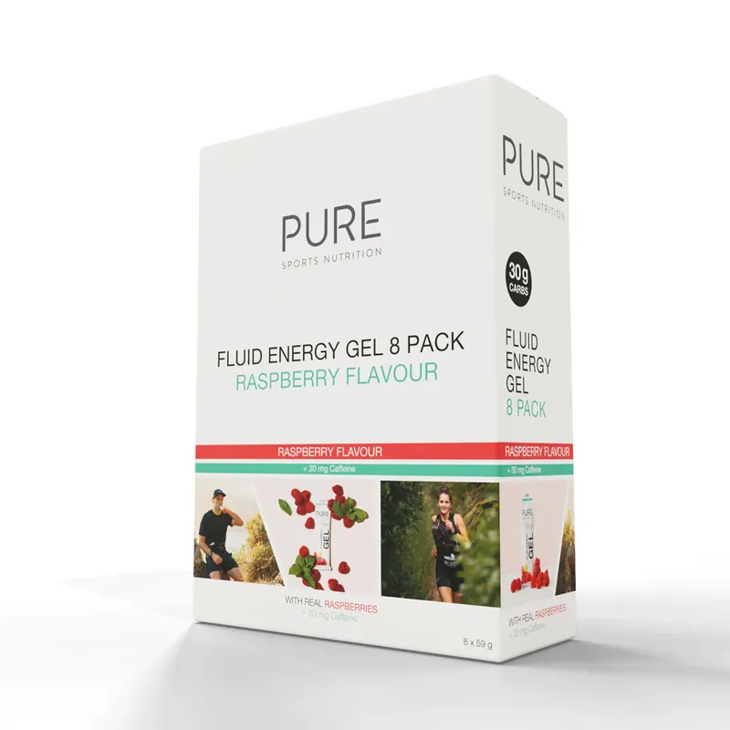 Pure Fluid Energy Gel Raspberry + Caffeine Box of 8 x 58g-1