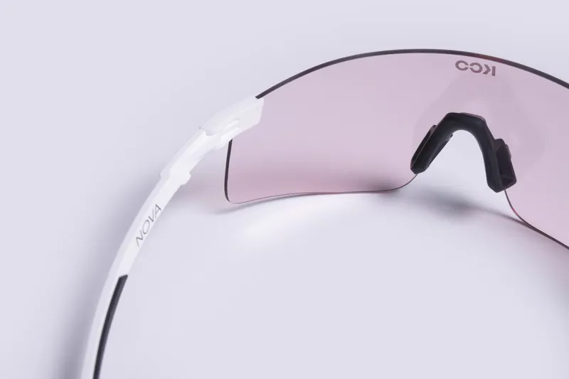 Koo Nova Cycling Sunglasses White Matt Frame with Photocromic Pink Lenses-3