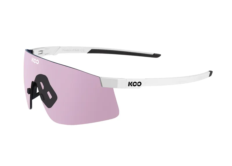 Koo Nova Cycling Sunglasses White Matt Frame with Photocromic Pink Lenses