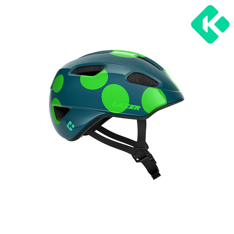 Lazer Nutz Kids Helmet With Kineticore Green Dots in Green