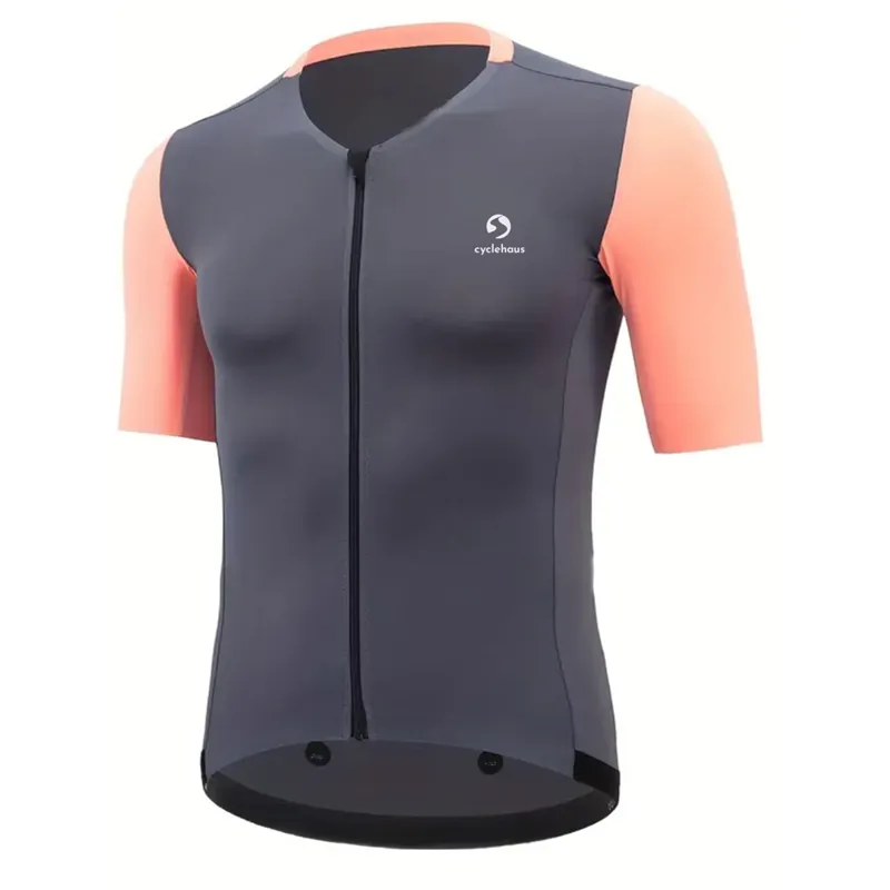 Cyclehaus Short Sleve Mens Cycling Jersey in Grey and Pink