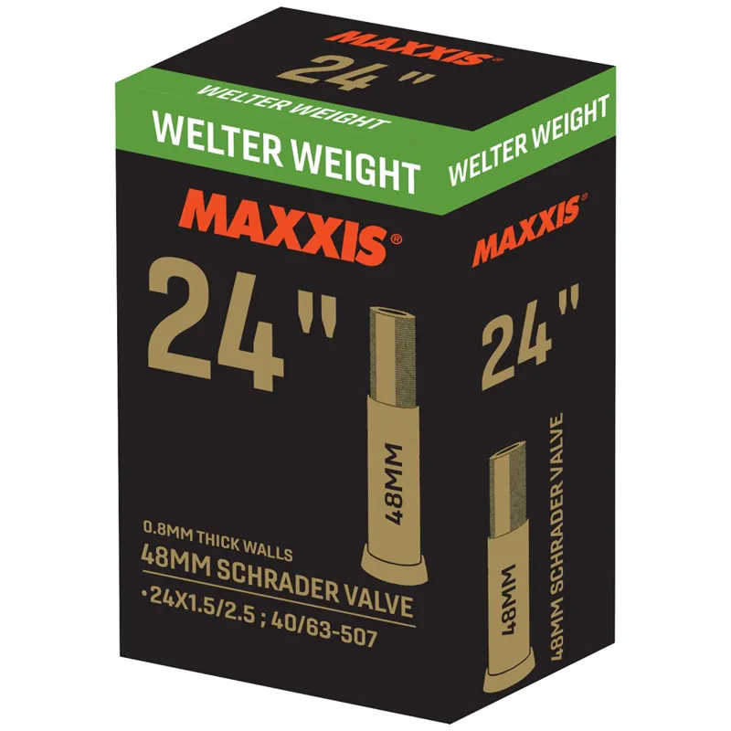Maxxis Welter Weight 24 x 1.5-2.50 Replacement Schrader Inner Tube 48mm Valve in Black