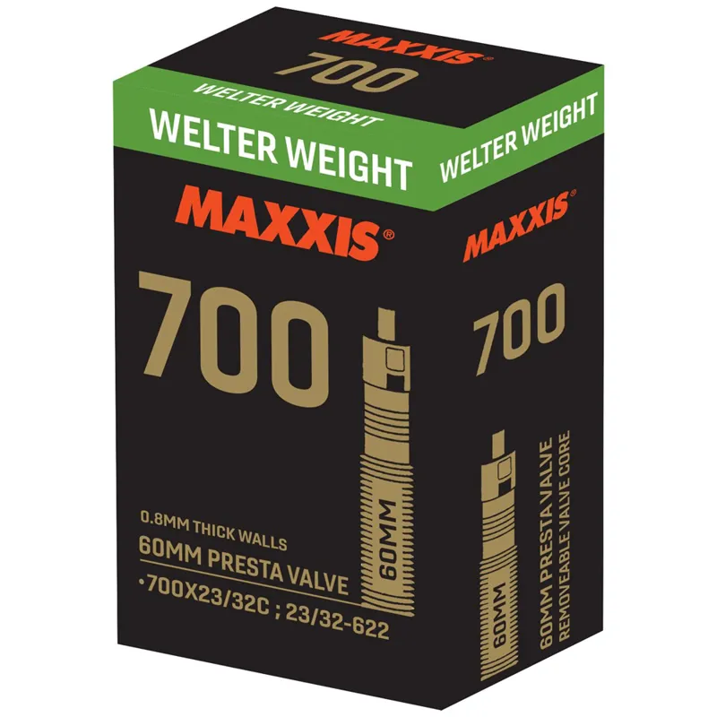 MAXXIS Welterweight Tube 700 x 23/32 Presta Valve 60mm Removable Valve Core in Black