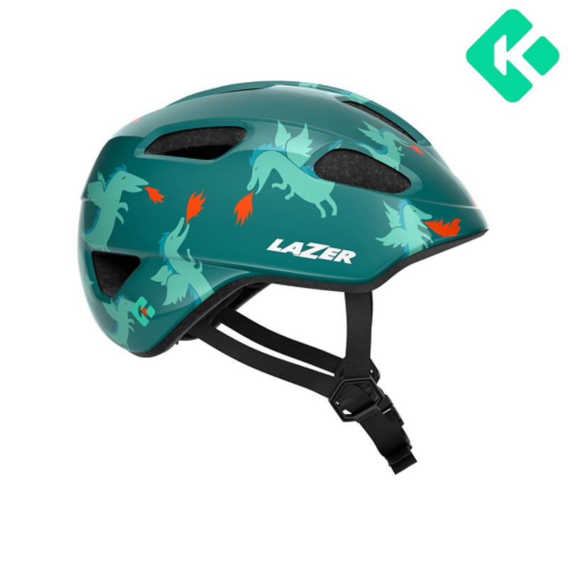 Lazer Nutz Kids Helmet With Kineticore Dragons in Green