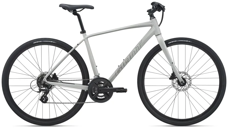 Giant Cross City 2 Disc Mens Flat Bar Road Bike in Concrete