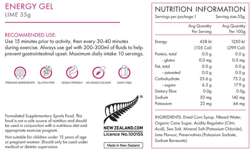 PEAKFUEL Lime 35g Energy Gels Box of 5-2