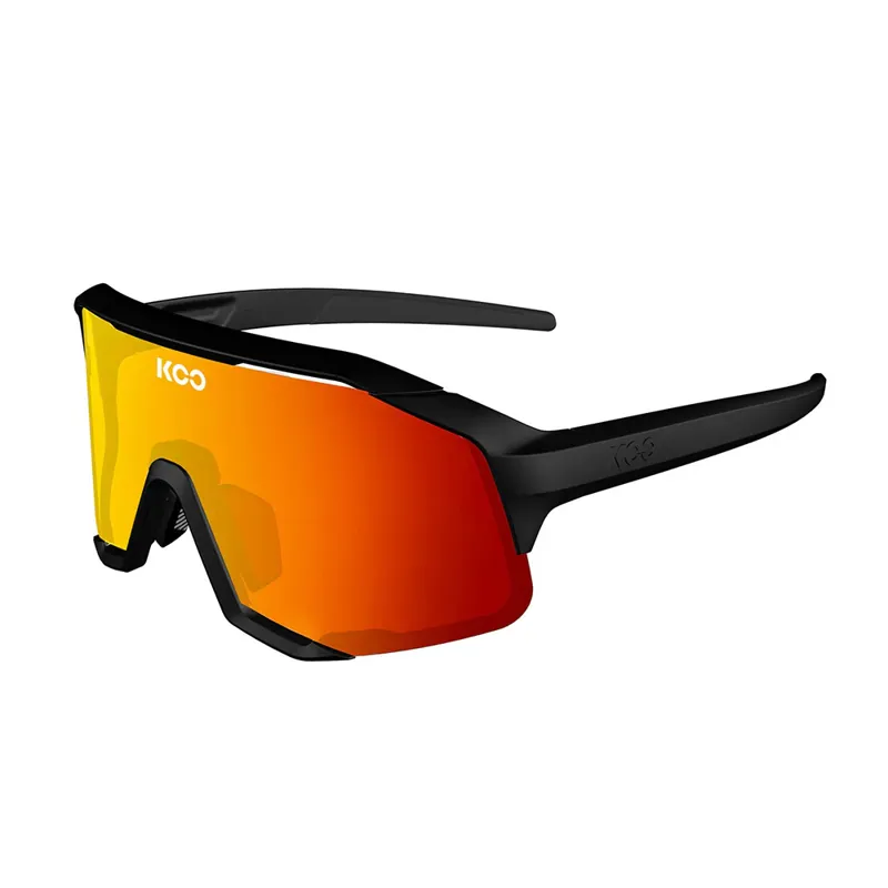 Koo Demos Cycling Sunglasses Black Matt Frame with Red Mirror Lens