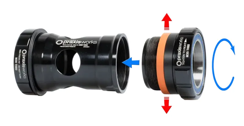 Praxis M30 Bottom Bracket BB30/PF30 68mm Road in Black-2