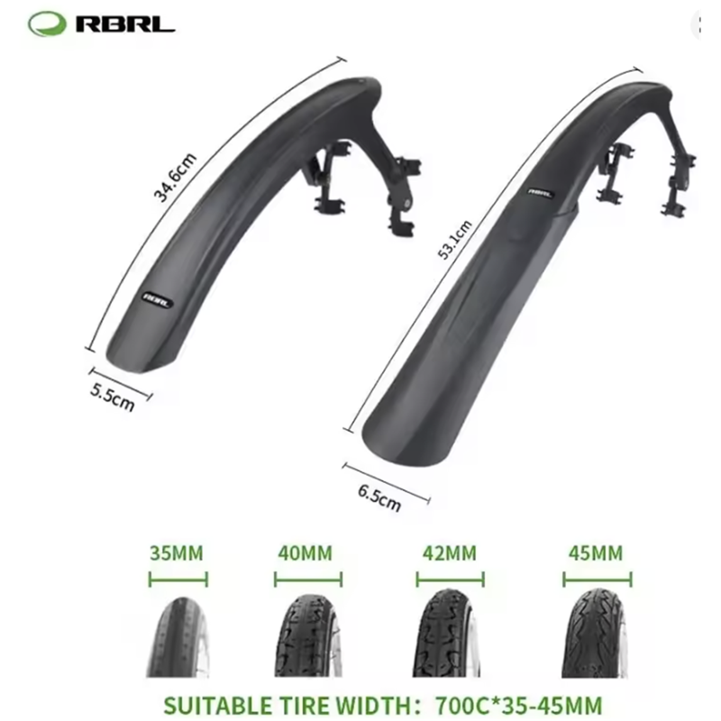 RBRL Hybrid Gravel Mudguard Set 28 - 45c in Black-1