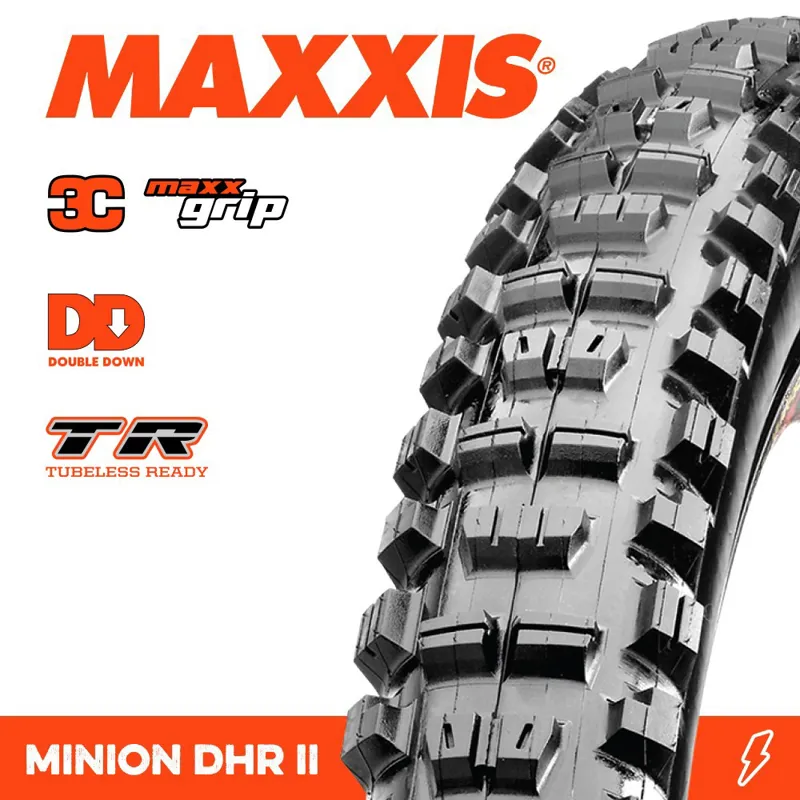 Maxxis Minion DHR II 27.5 X 2.40 Wt Folding Double Down 2x120tpi 3C Maxxgrip TR in Black