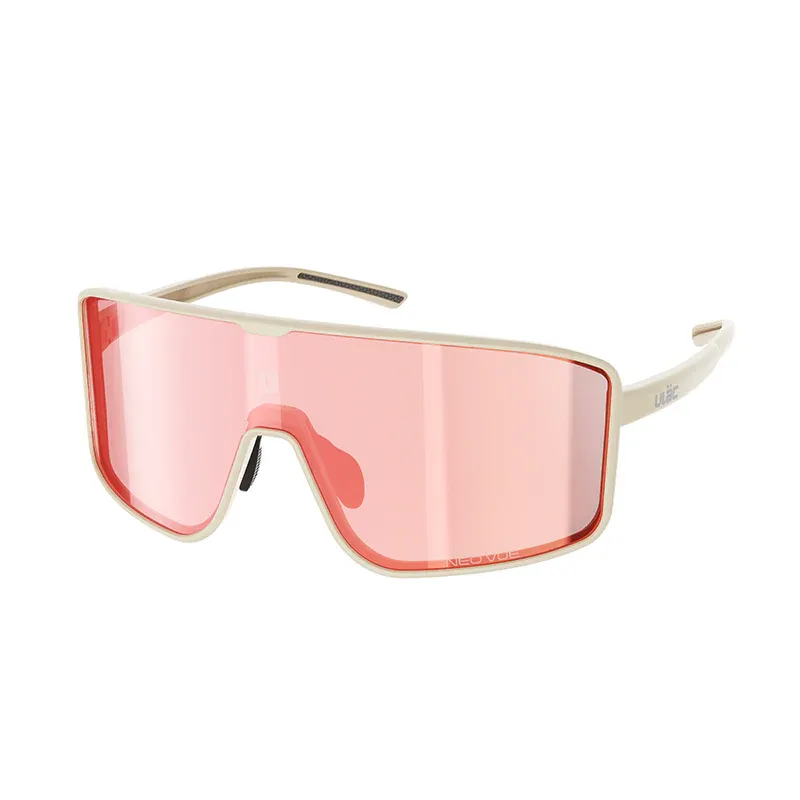 Ulac Otaku Sunglasses in Off-White Frame with Photochromic Rally Red Lenses