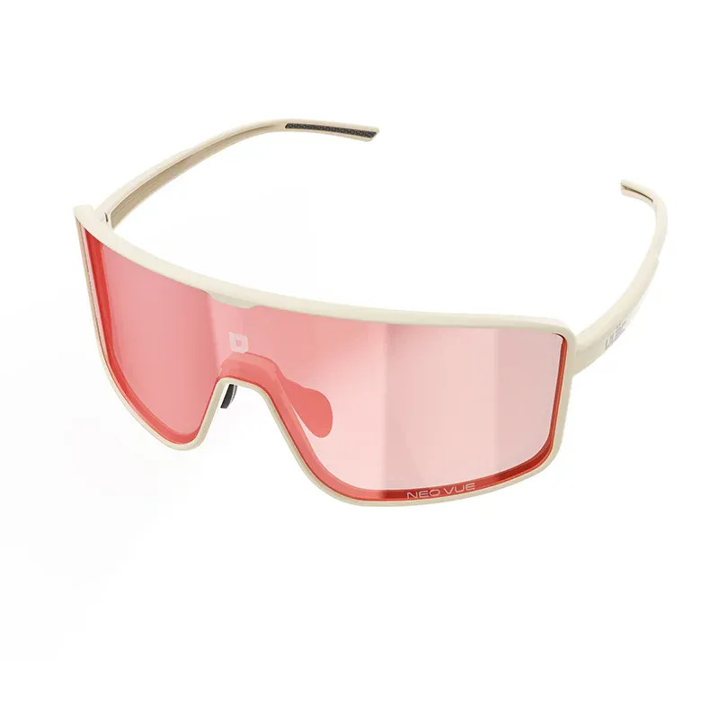 Ulac Otaku Sunglasses in Off-White Frame with Photochromic Rally Red Lenses-2