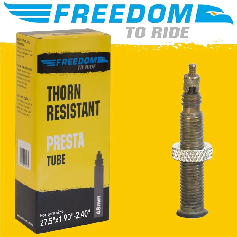 Freedom Tube 27.5x1.9-2.4 Thorn Resistant Presta 48mm Removable Valve Core in Black