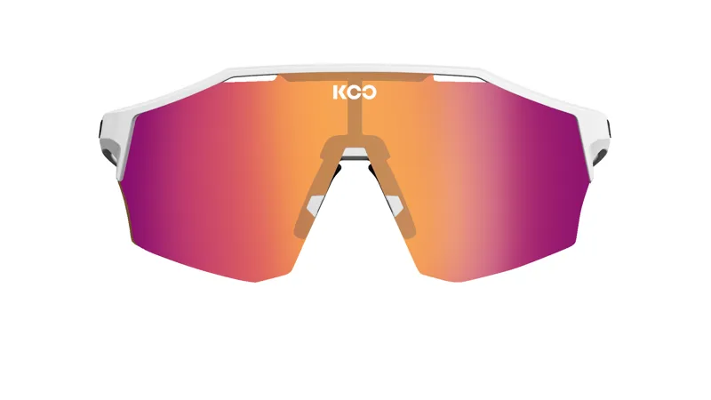 Koo ALIBI Cycling Sunglasses White Matt Frame with Fuchsia Photochromic Mirror Lens in Large Size-4