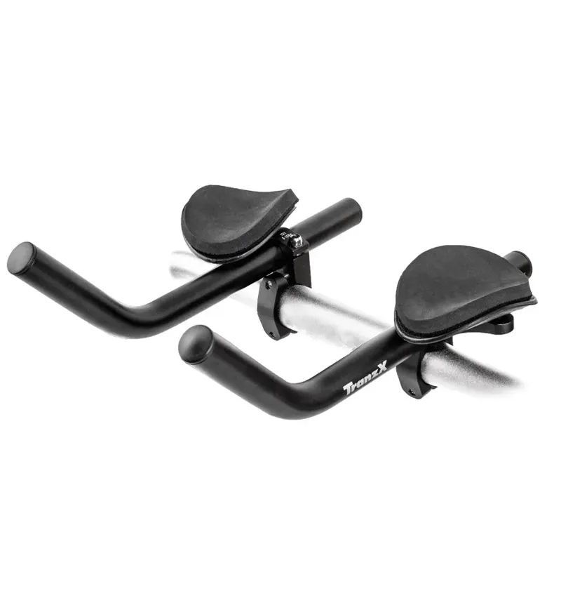 TranzX Bike Ski Bend Triathlon Bar with Clip-On Arm Rest and Detachable Pads Aluminium in Black
