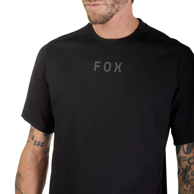 Fox Ranger Wordmark Jersey Short Sleeve Mens in Amber Scarlet-2