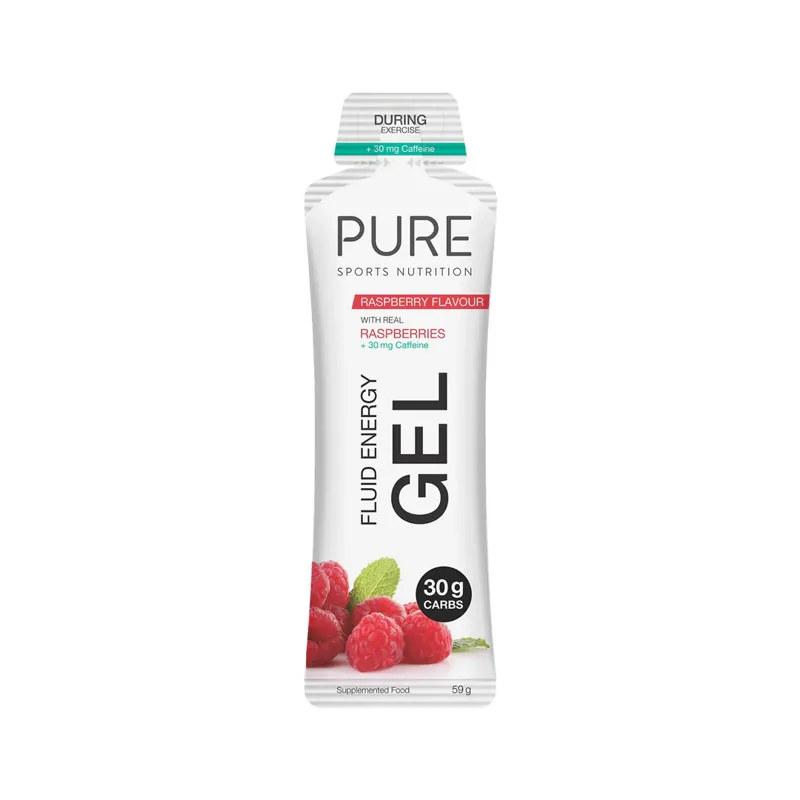 Pure Fluid Energy Gel Raspberry + Caffeine Box of 8 x 58g-2