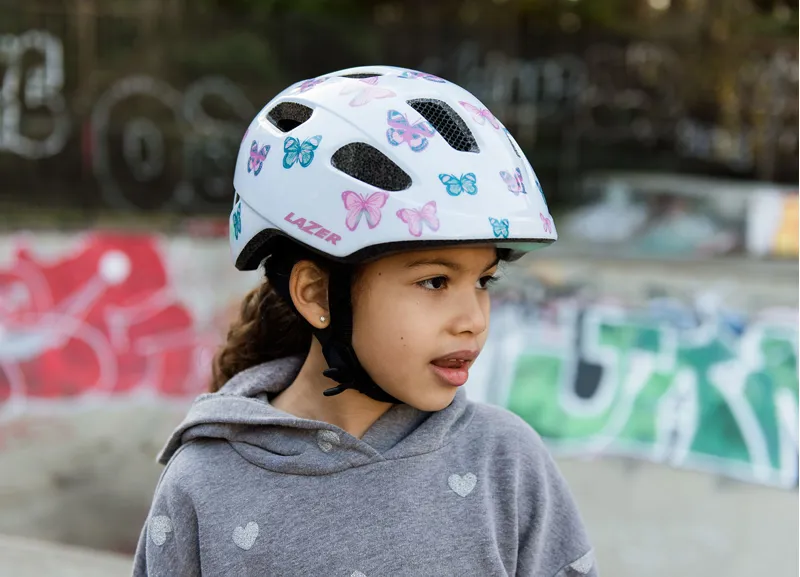 Lazer Nutz Kids Helmet With Kineticore Butterfly in White-7